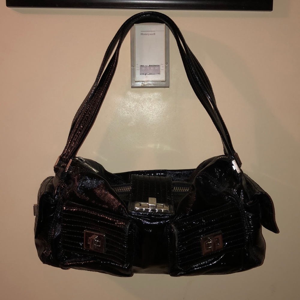 Black patent leather Kooba bag
